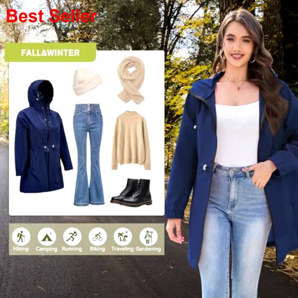 Waterproof Packable Raincoat Long Windbreaker Jac… - image 4